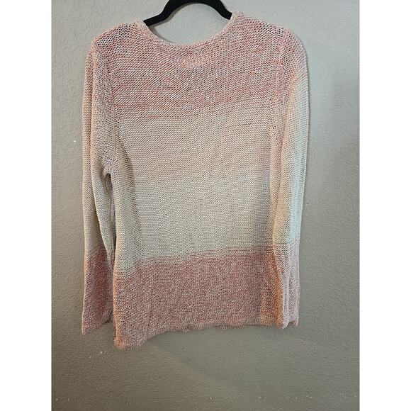 NWT Chico's Pink Space Dye Metallic Shimmer Knit Pullover Sweater Womens Sz 2 LG - Picture 3 of 9